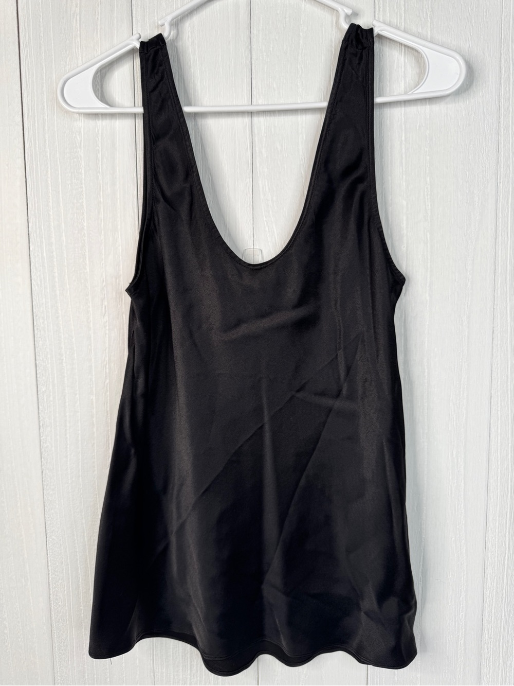 Nordstrom Black Scoop Neck Satin Tank Top